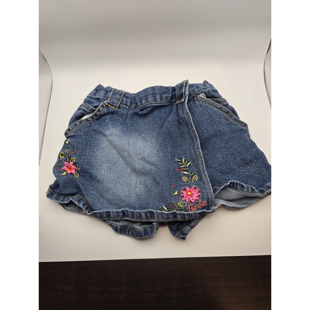Vintage Barbie Avenue Girls‎ Size 4T Denim Skort Floral Embroidered